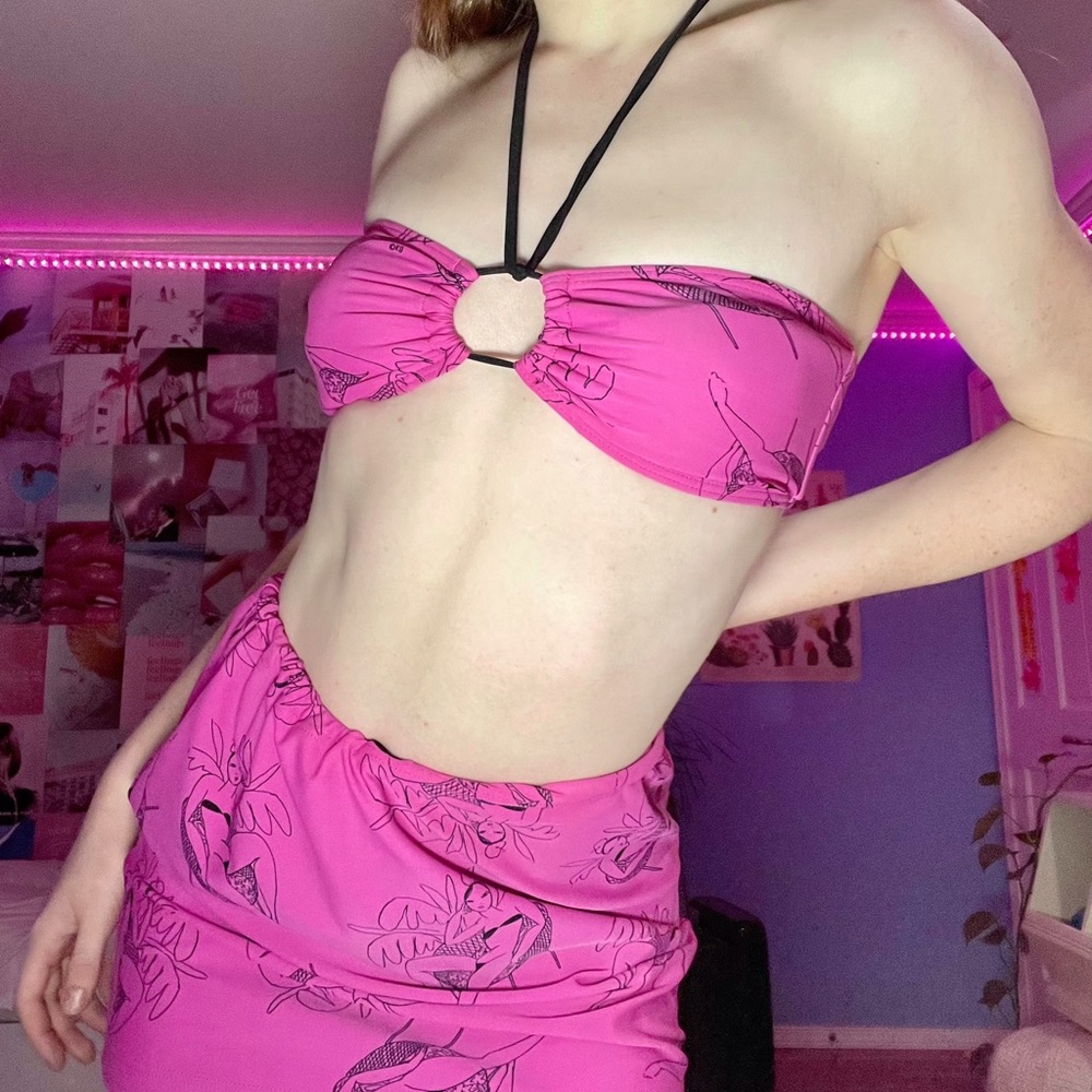 Vintage Bikini Skirt Set Purple